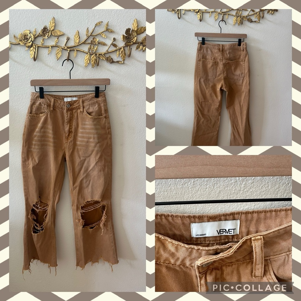 VERVET BY FLYING MONKEY Brown Distressed Boyfriend Jeans